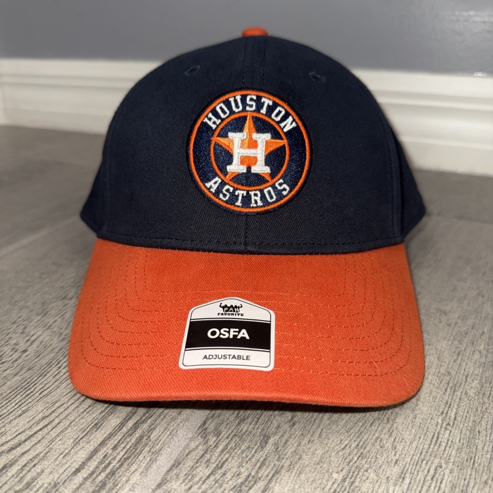 Fan Favorite Houston Astros Men's Baseball Cap Hat Hook & Loop Orange/Blue OSFA